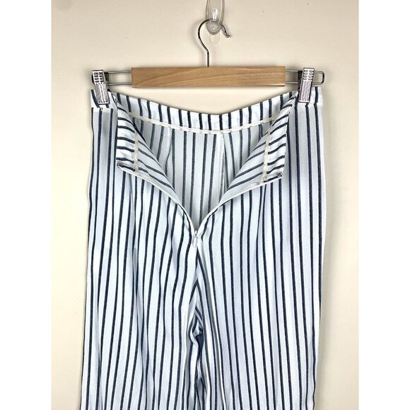REFORMATION Eadie Baggy Cropped Striped‎ Pants JAILBIRD Black White Size S - Picture 5 of 12